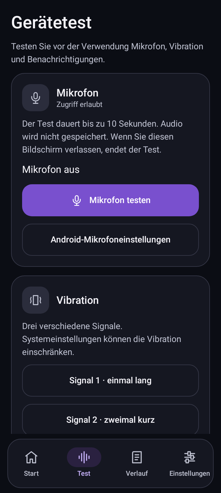 Geräteprüfung in Sound Beacon